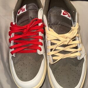 Nike Men's Sneakers - Red, Cream, and Gray